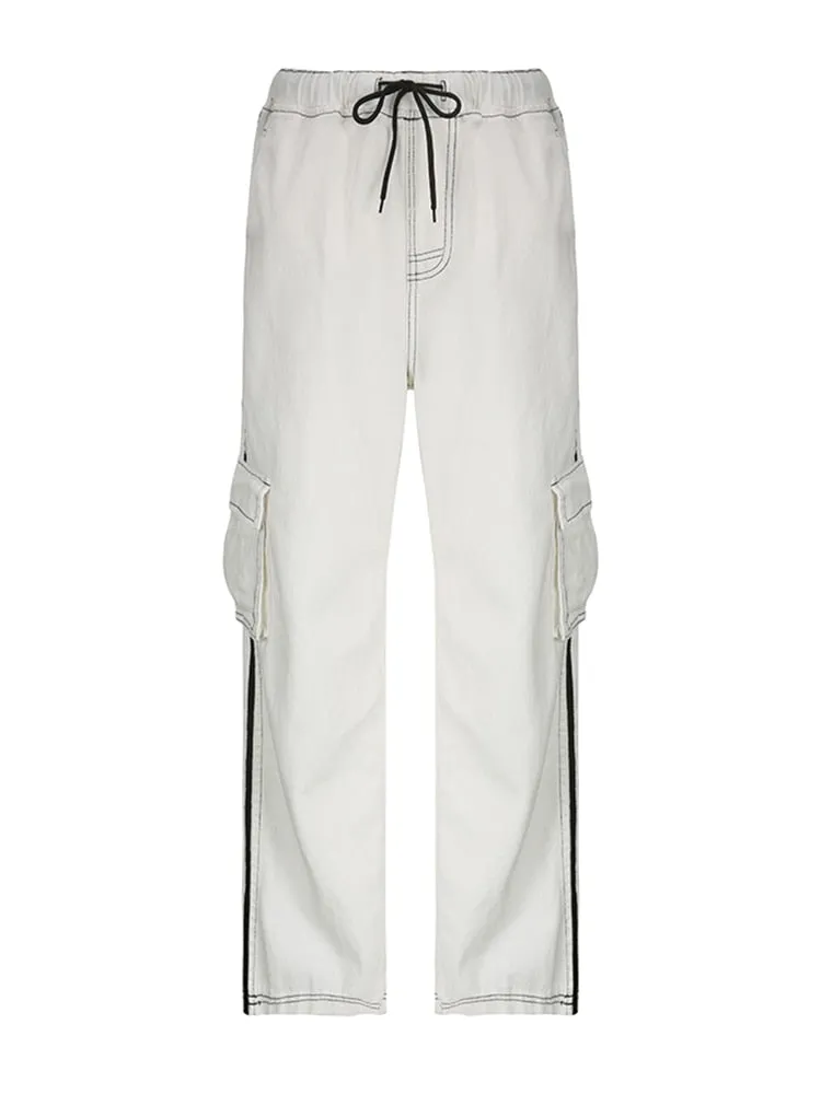 Ashore Shop Baggy Low Rise Jeans Pocket  Cargo Pants Women Jogging Pants