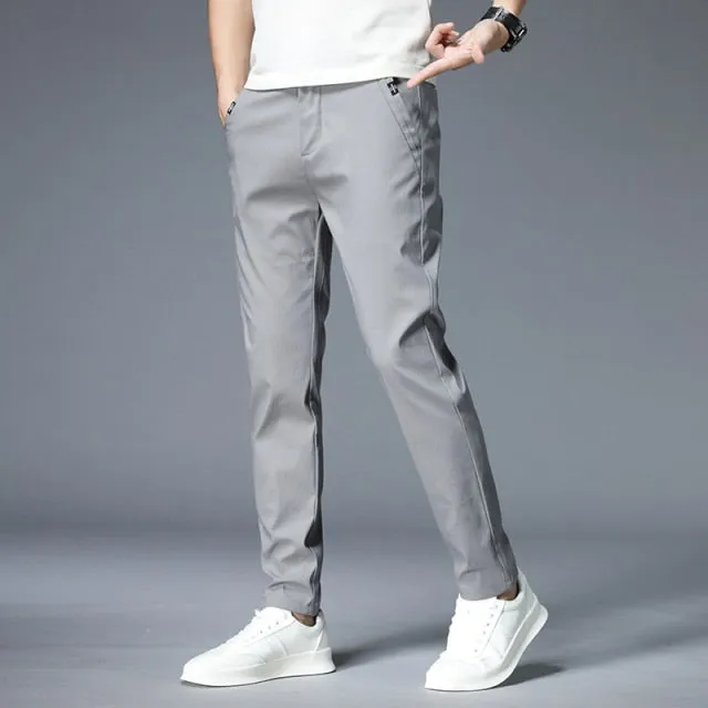 Autumn New Casual Pants Men Cotton Classic Style Fashion Business Slim Fit Straight Cotton Solid Color Brand Trousers 38