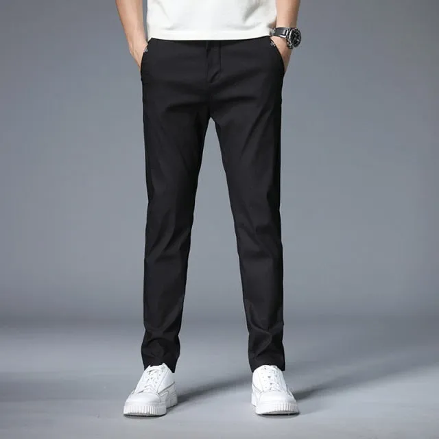 Autumn New Casual Pants Men Cotton Classic Style Fashion Business Slim Fit Straight Cotton Solid Color Brand Trousers 38