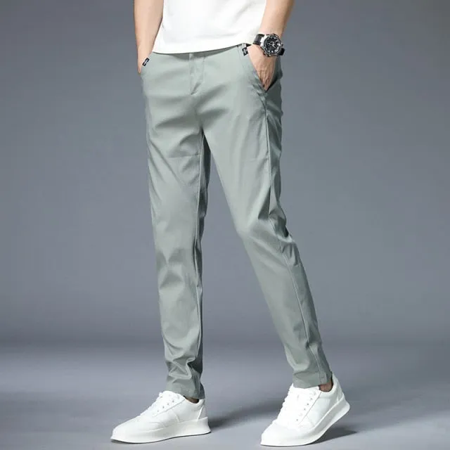 Autumn New Casual Pants Men Cotton Classic Style Fashion Business Slim Fit Straight Cotton Solid Color Brand Trousers 38