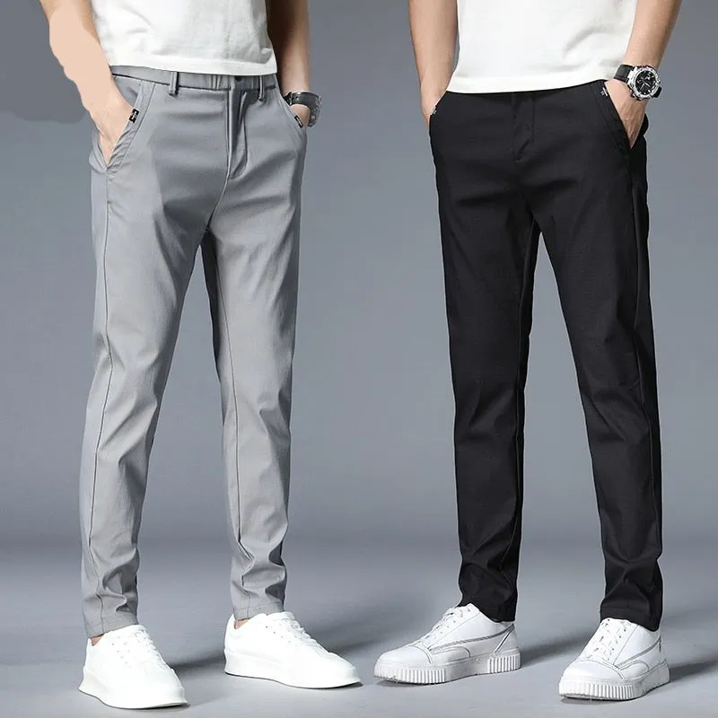 Autumn New Casual Pants Men Cotton Classic Style Fashion Business Slim Fit Straight Cotton Solid Color Brand Trousers 38