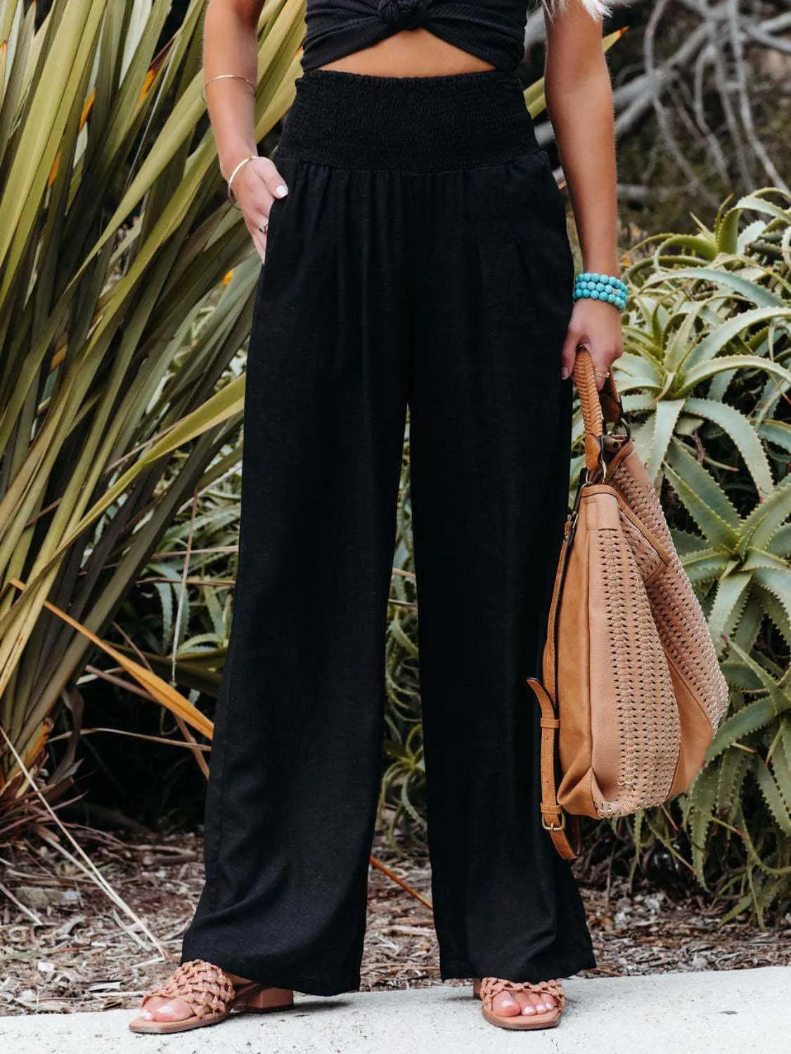 Bridgett Smocked Waist Wide Leg Pants