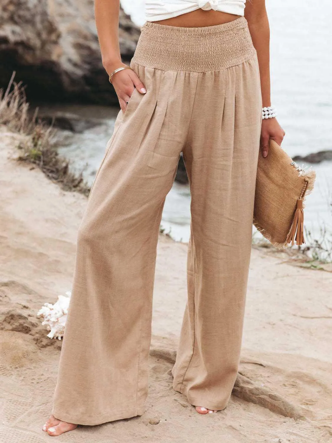 Bridgett Smocked Waist Wide Leg Pants