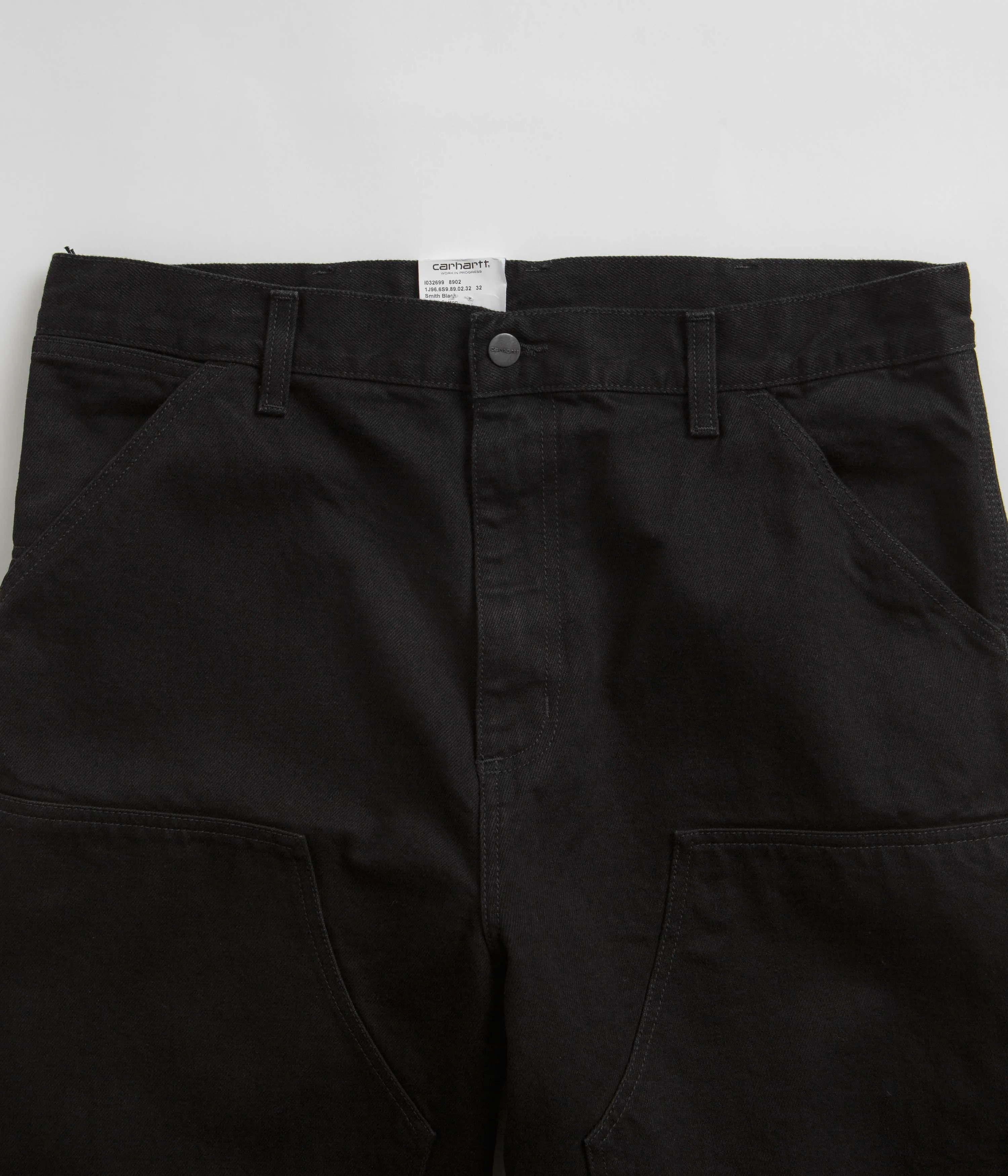 Black Rinsed Carhartt Denim Double Knee Pants with Reinforced Construction