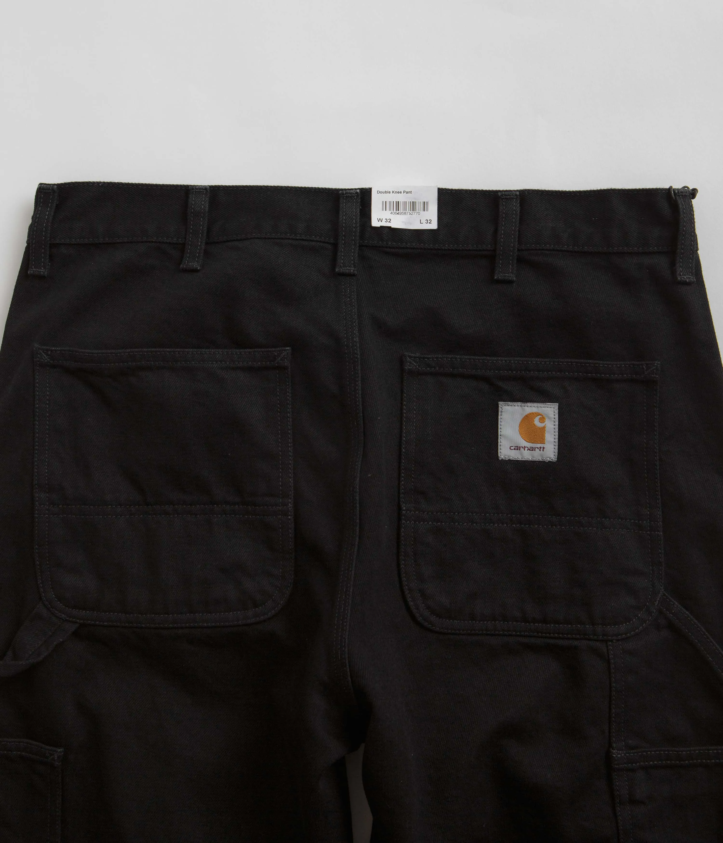 Black Rinsed Carhartt Denim Double Knee Pants with Reinforced Construction