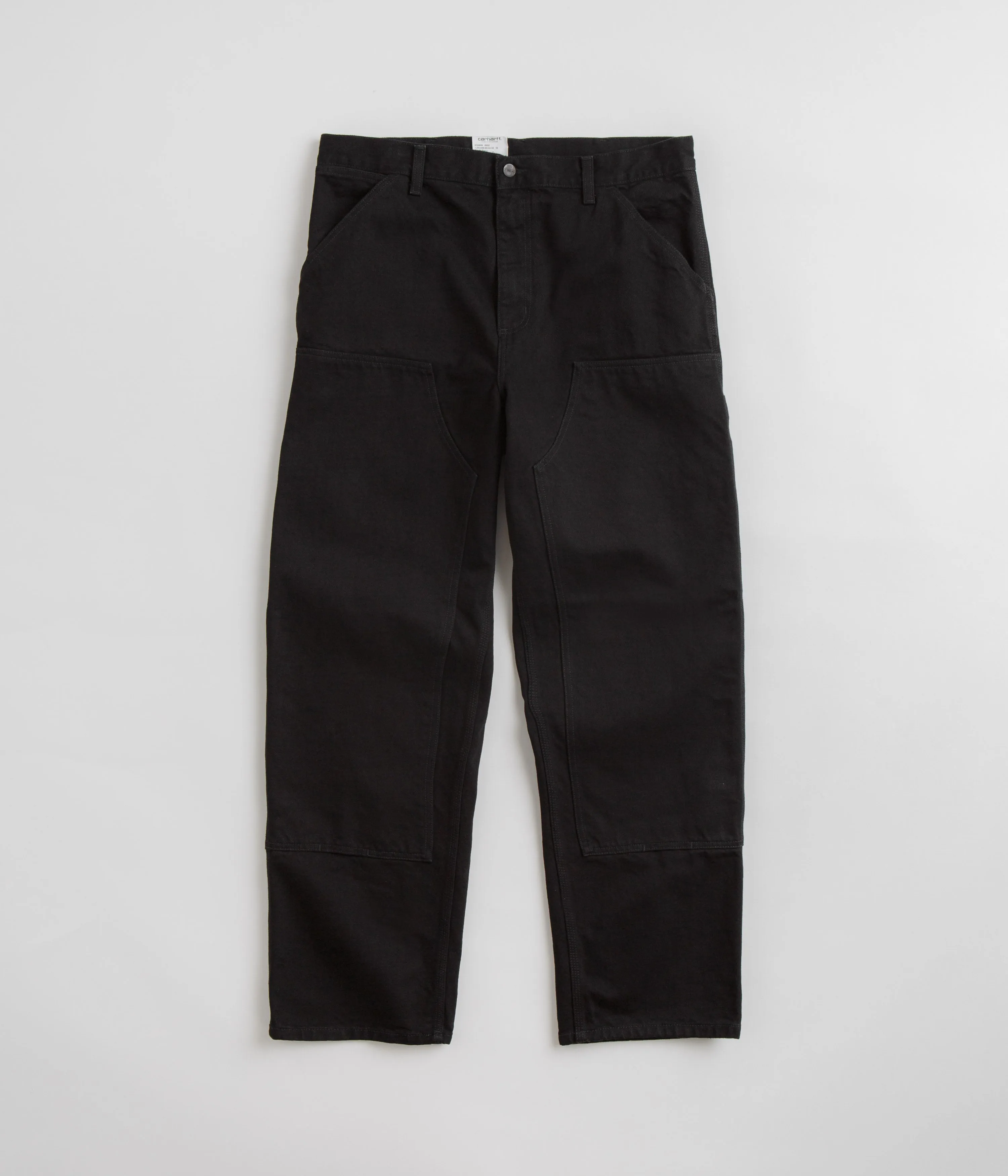 Black Rinsed Carhartt Denim Double Knee Pants with Reinforced Construction