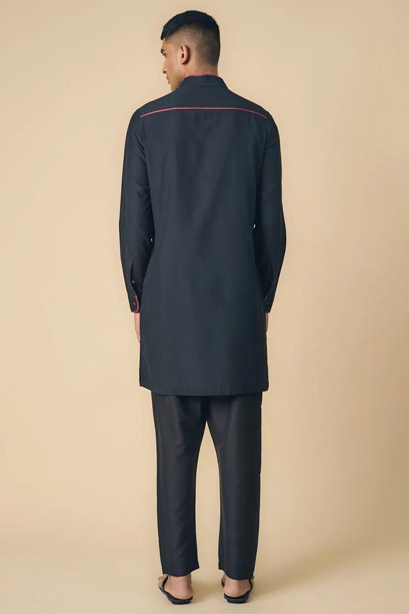Collared Kurta In Contrast Edging