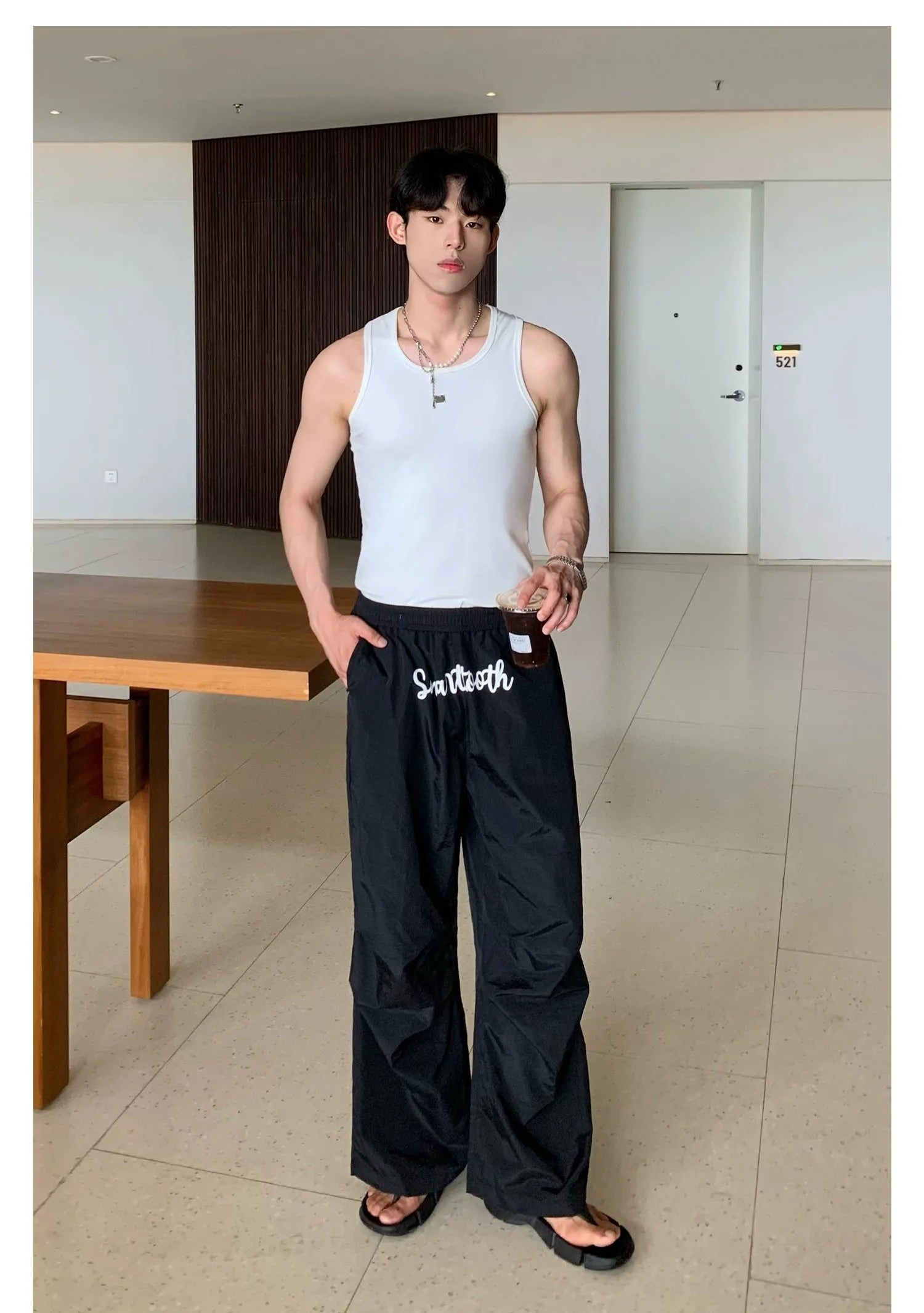 Cui Cursive Text Track Pants