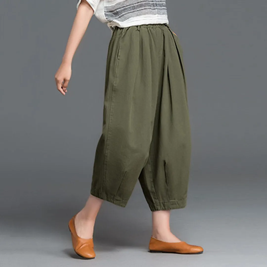 Elastic Waist Harem Pants