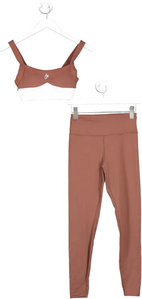 La Hana Active Brown Padded Sports Bra & High Waisted Leggings UK S