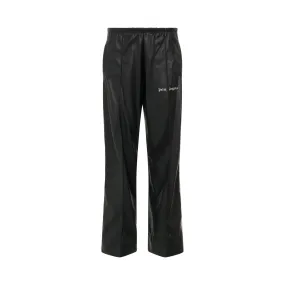 Leather Effect Loose Trackpants in Black/Off White