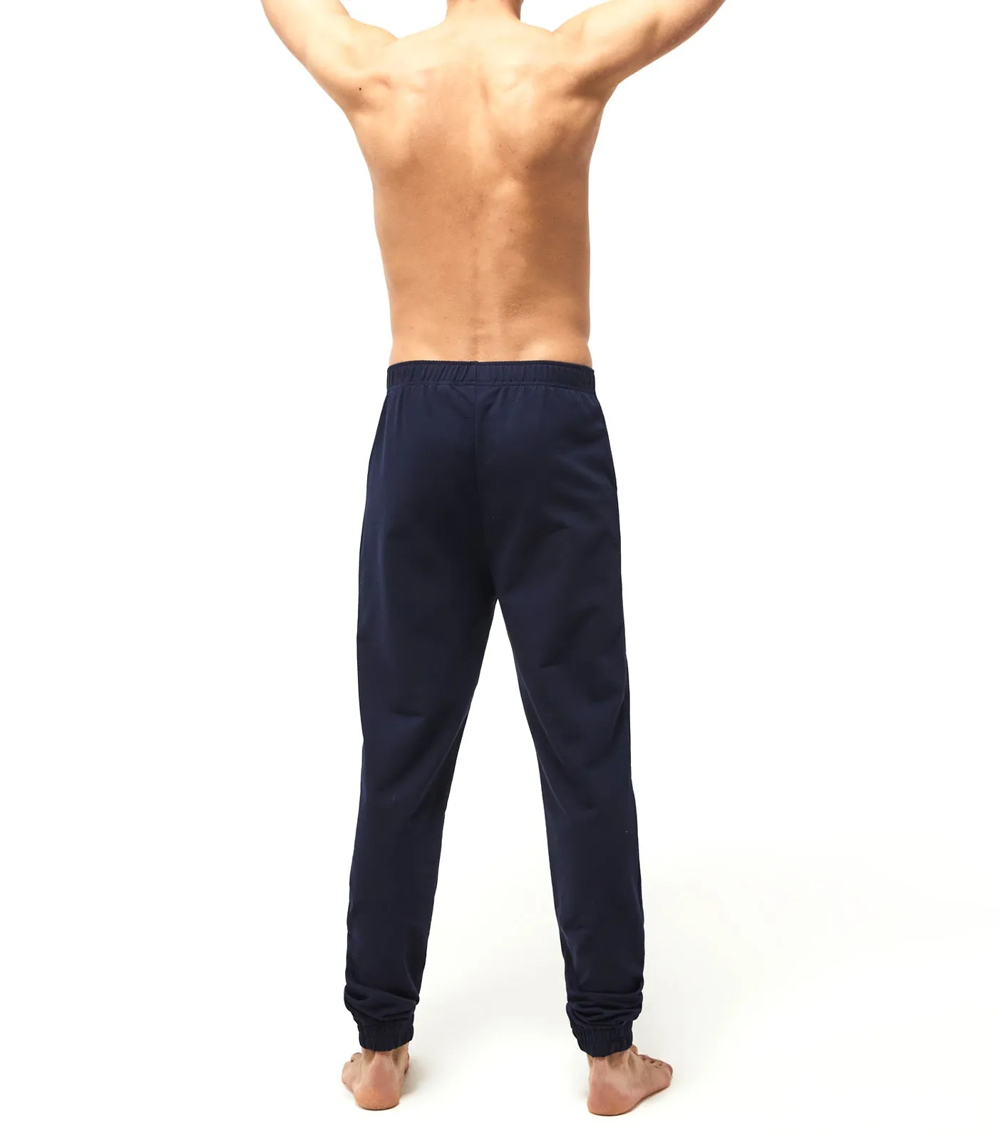 Men's Cotton Fleece Blend Indoor Jogging Pants Navy Blue
