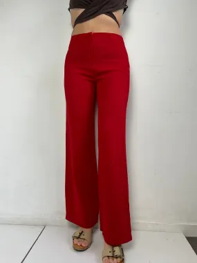 Red mid rise baggy office pants (S/M)