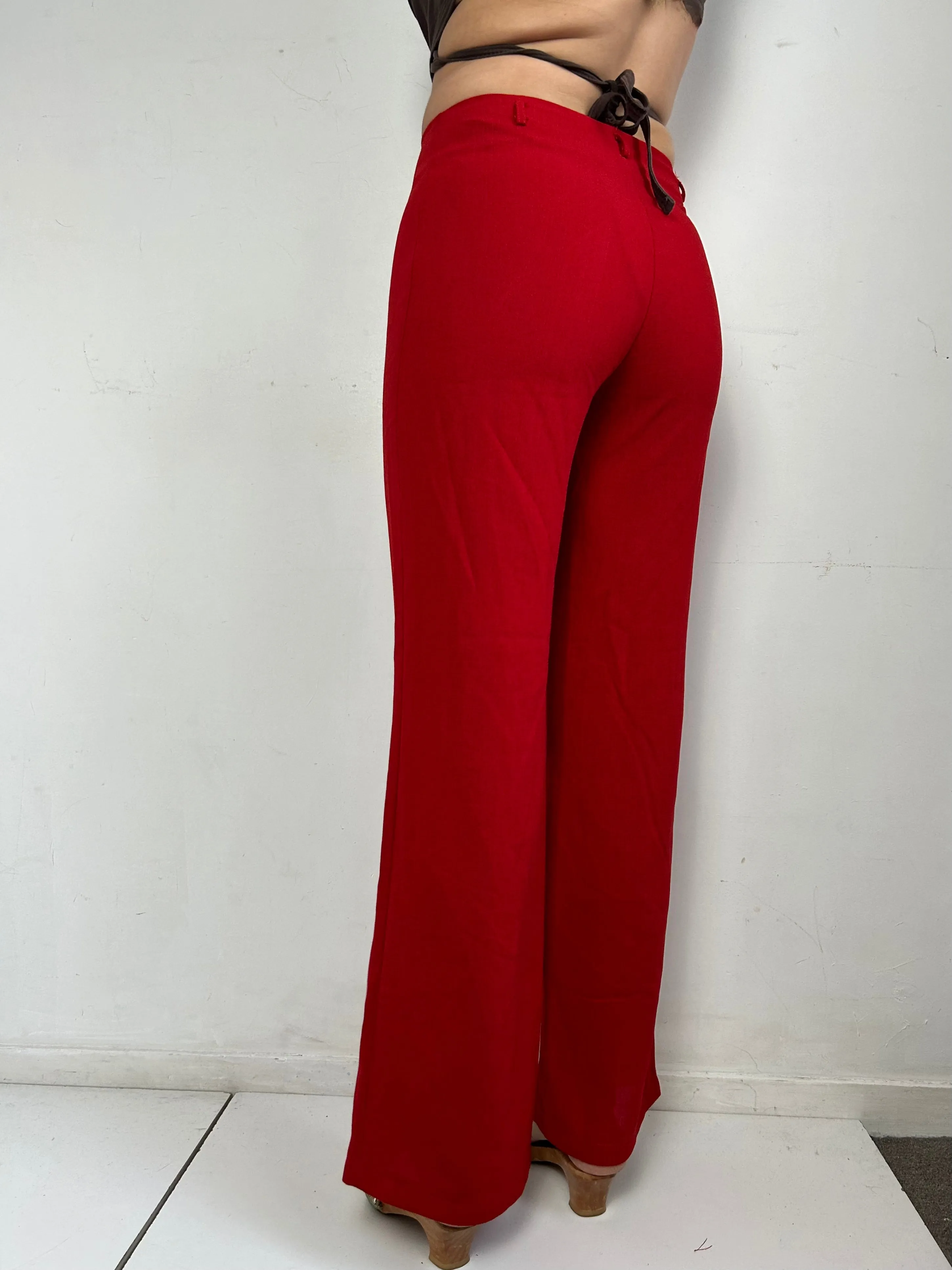 Red mid rise baggy office pants (S/M)