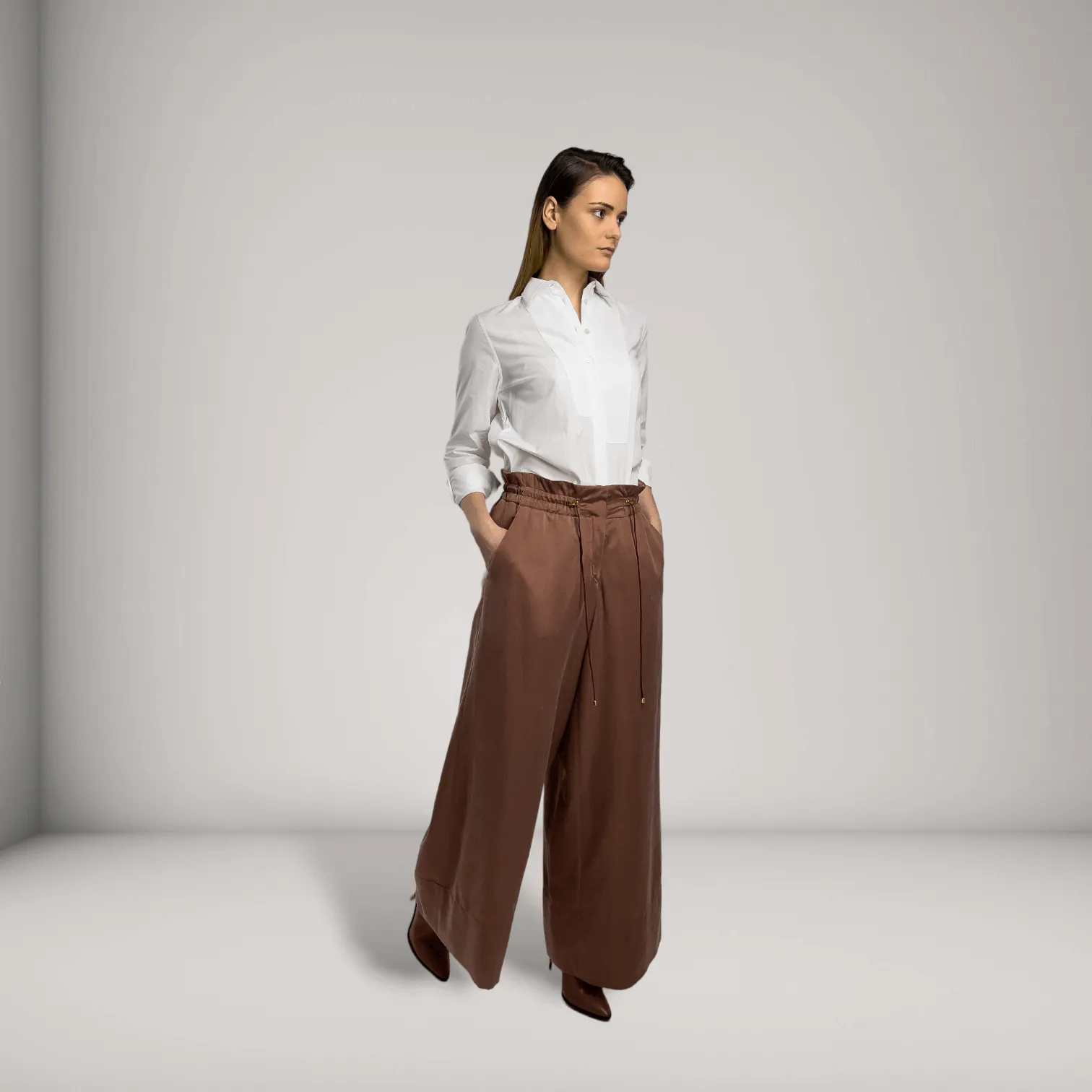 Vegan Silk Wide-Leg Pants | Old Rose