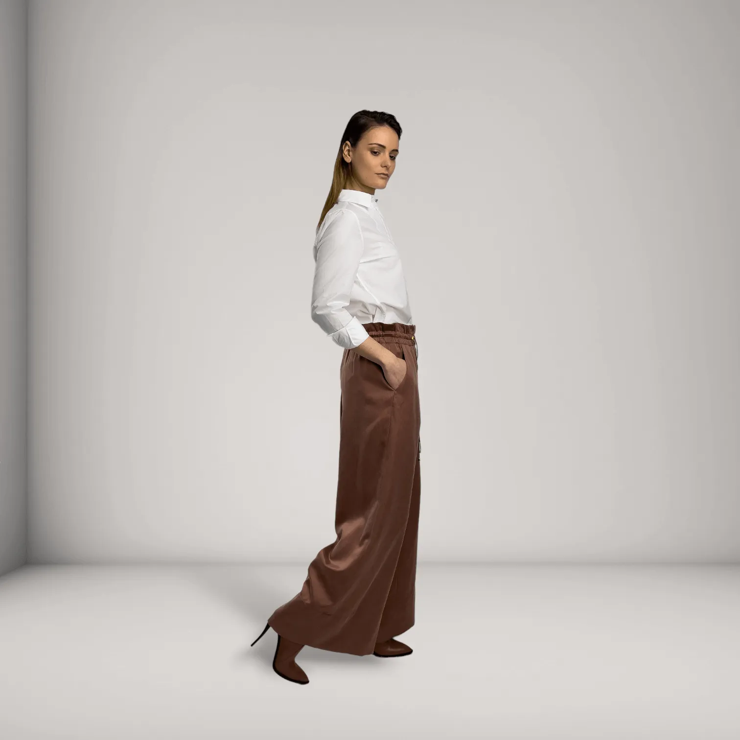 Vegan Silk Wide-Leg Pants | Old Rose